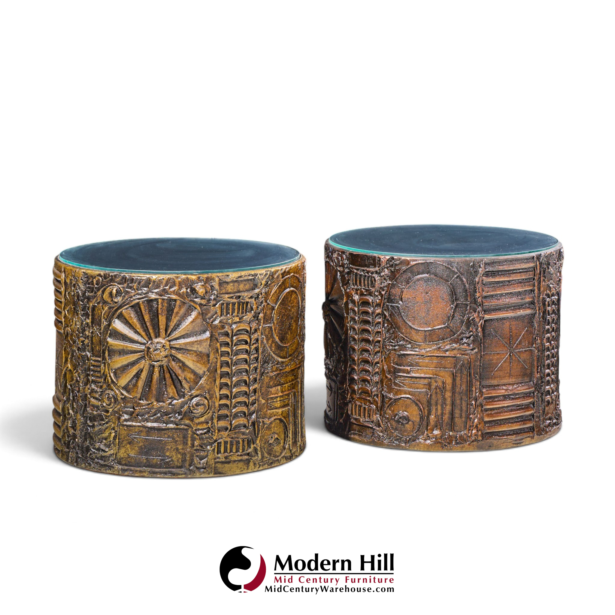 adrian pearsall for craft associates mid century 24-inch brutalist drum side end tables