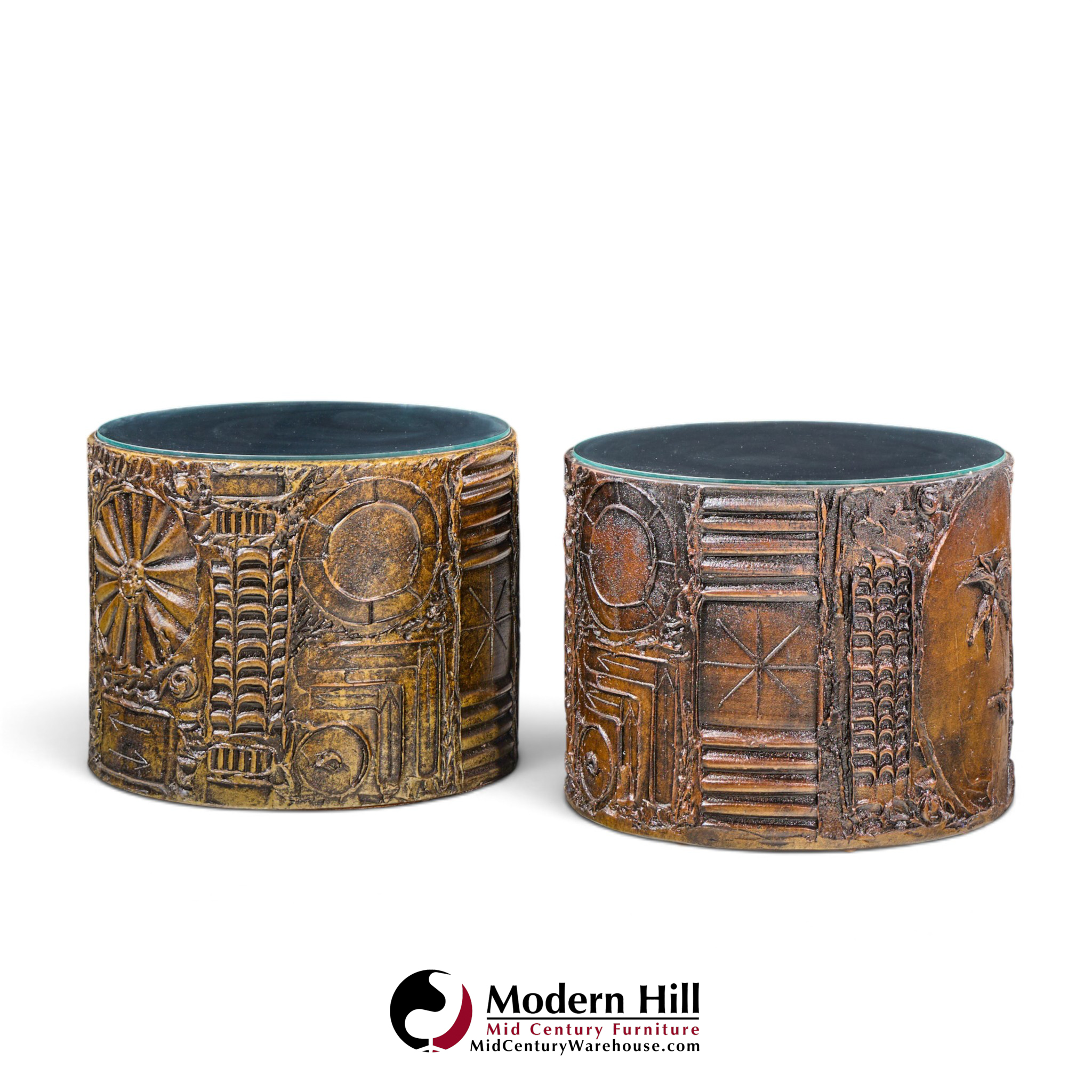 adrian pearsall for craft associates mid century 24-inch brutalist drum side end tables