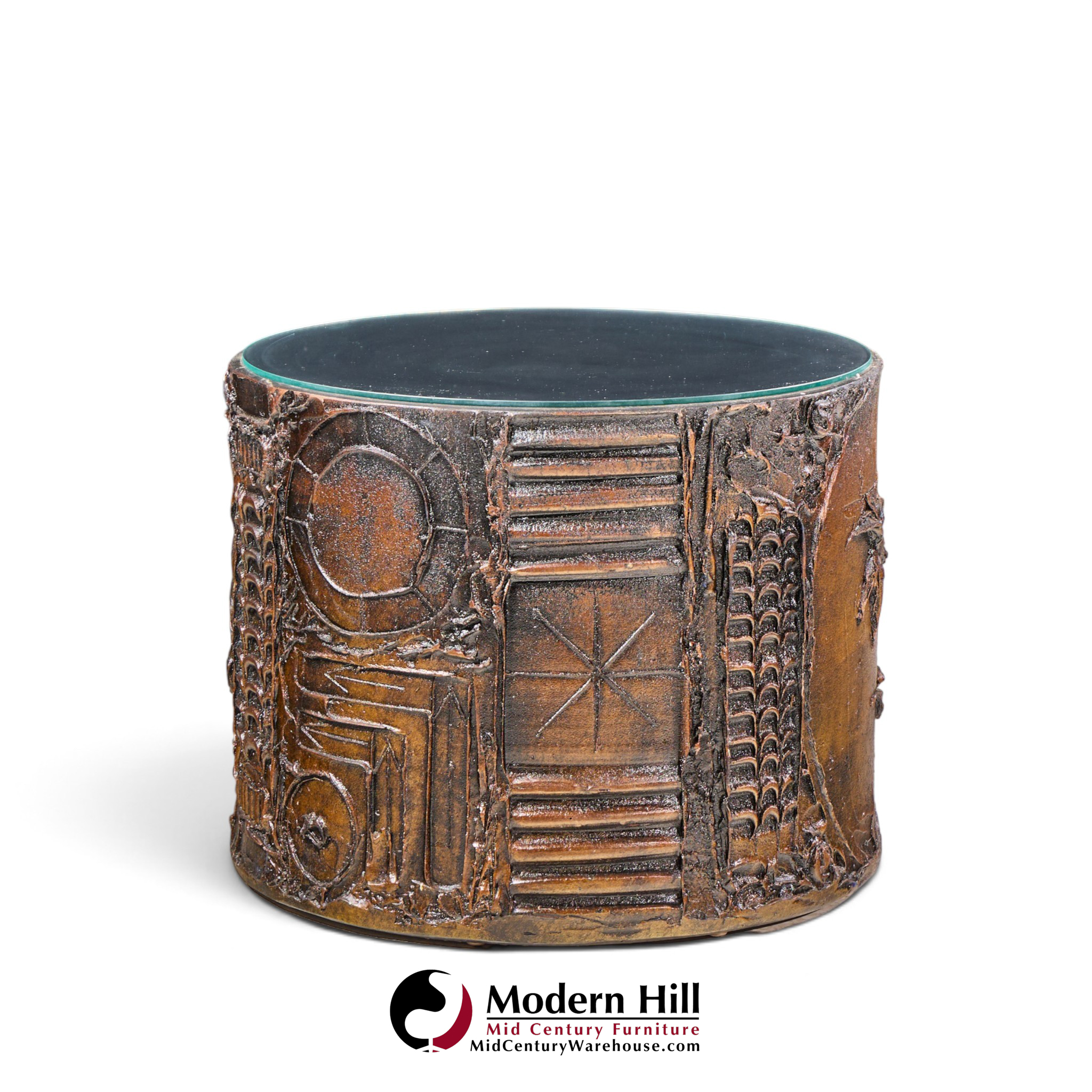 adrian pearsall for craft associates mid century 24-inch brutalist drum side end tables