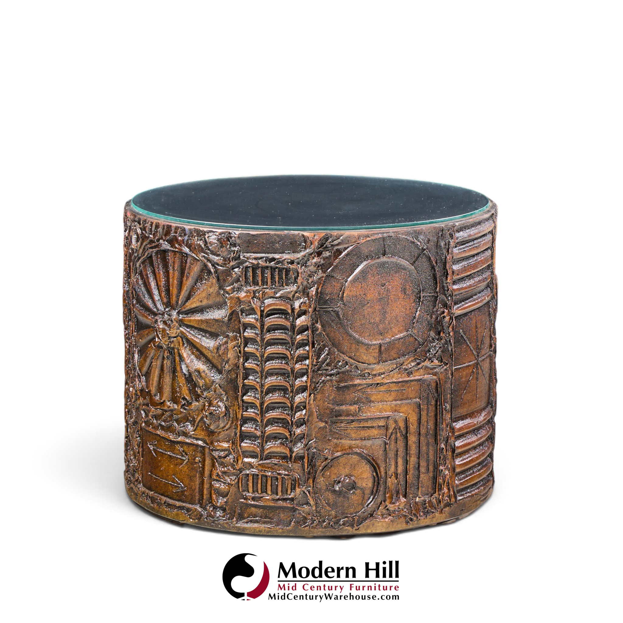 adrian pearsall for craft associates mid century 24-inch brutalist drum side end tables