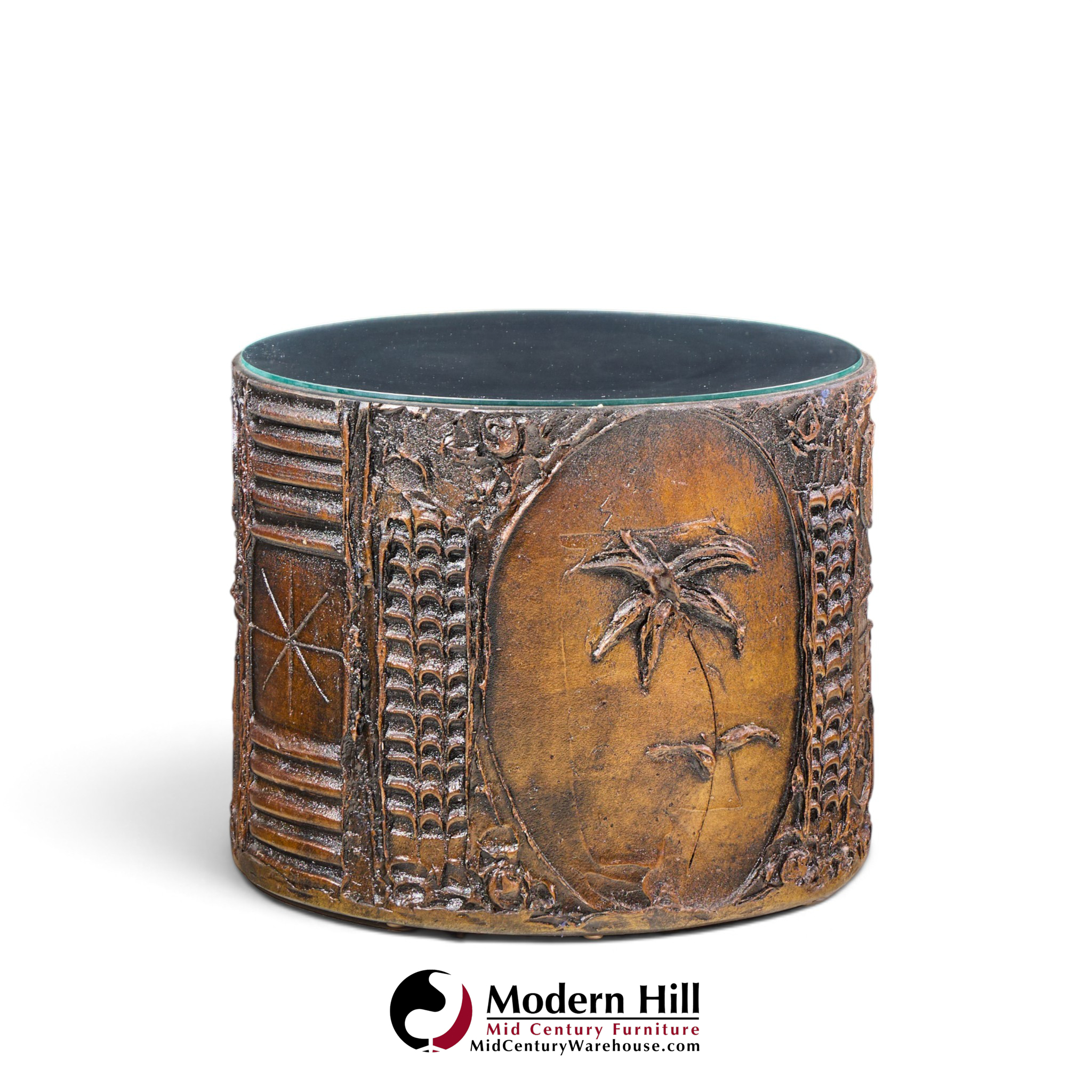 adrian pearsall for craft associates mid century 24-inch brutalist drum side end tables