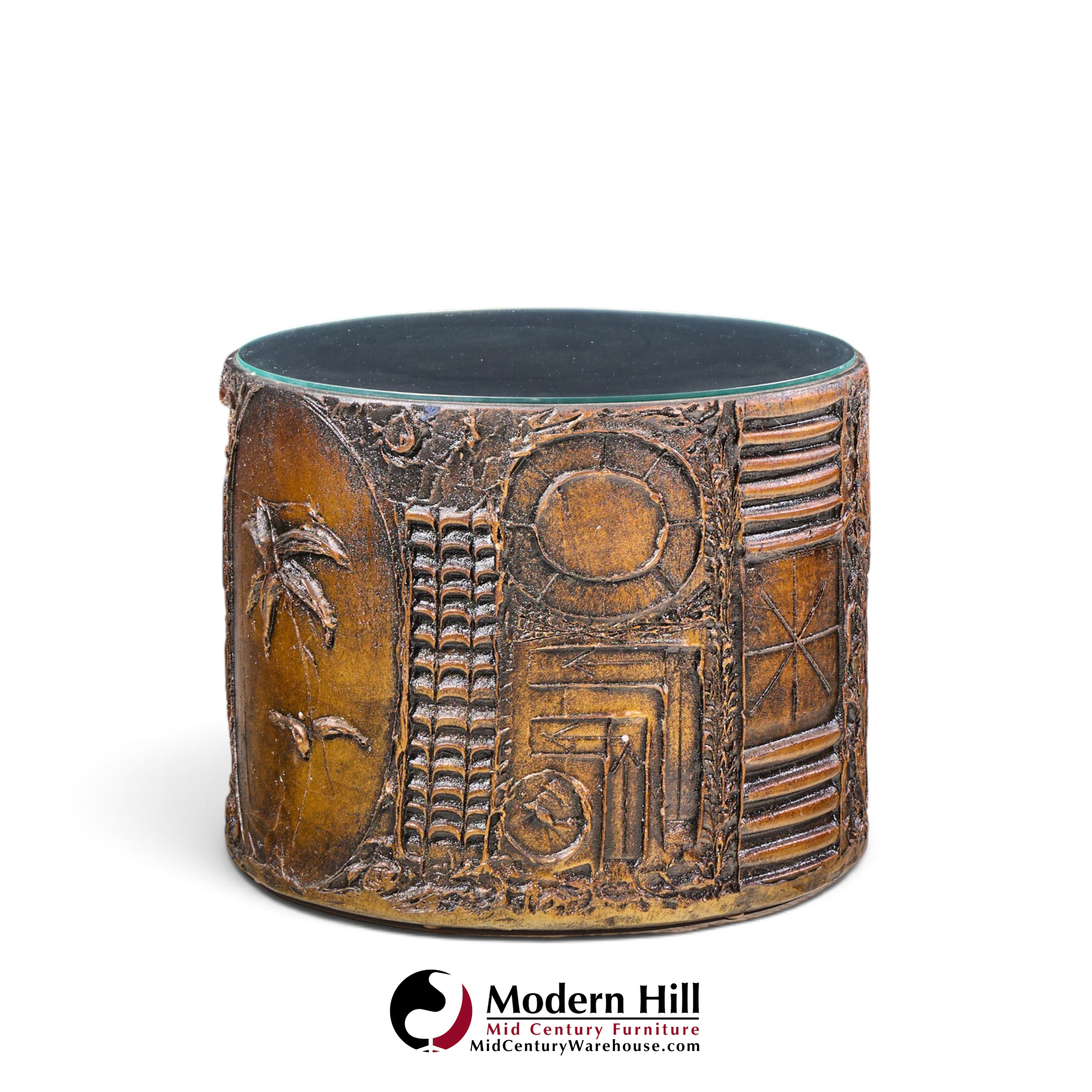 adrian pearsall for craft associates mid century 24-inch brutalist drum side end tables