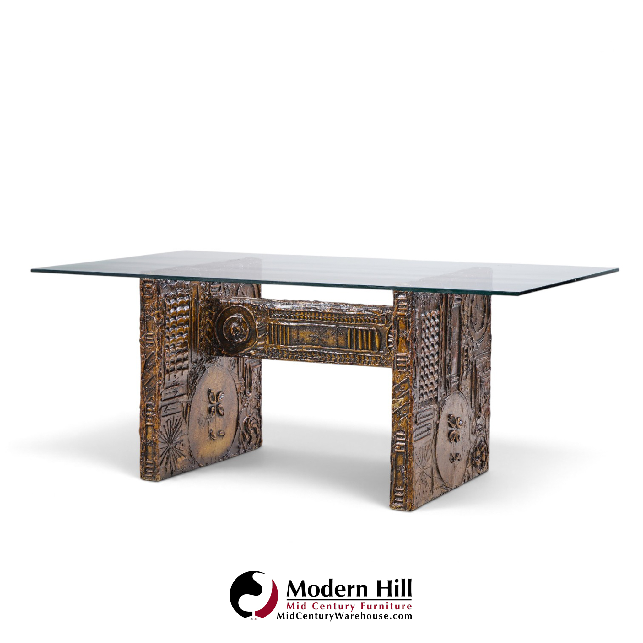 adrian pearsall for craft associates mid century brutalist glass top dining table