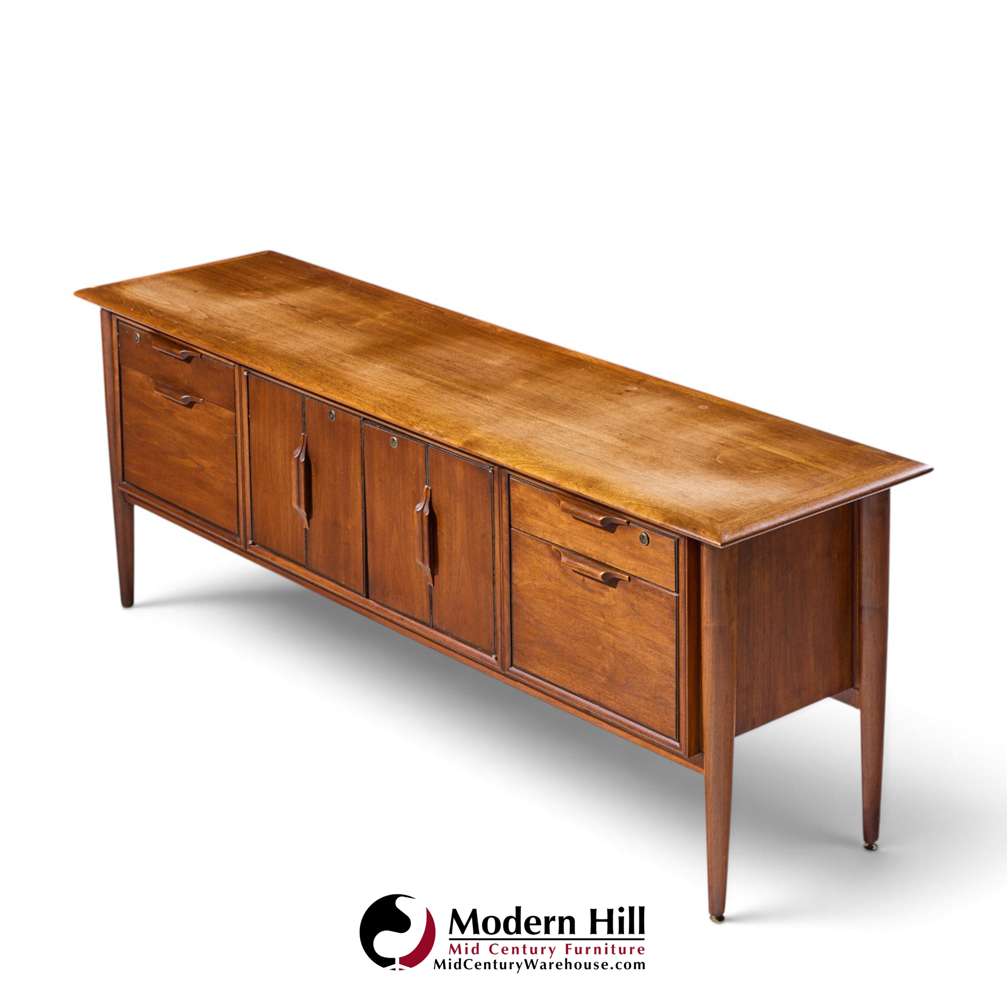 alma castilian mid century walnut credenza