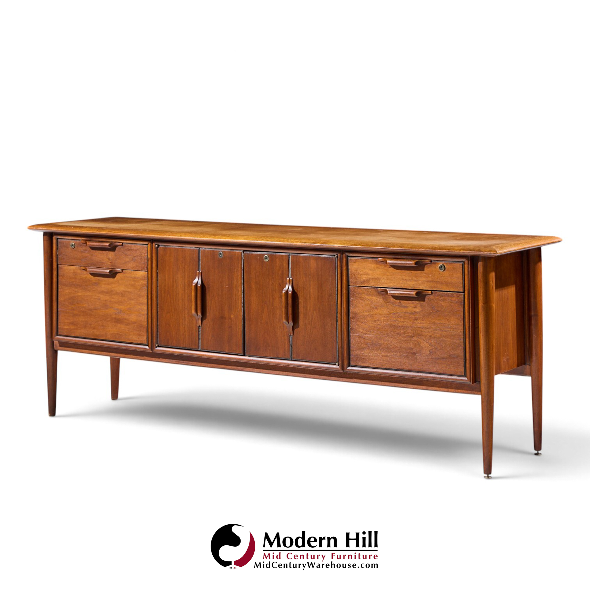 alma castilian mid century walnut credenza