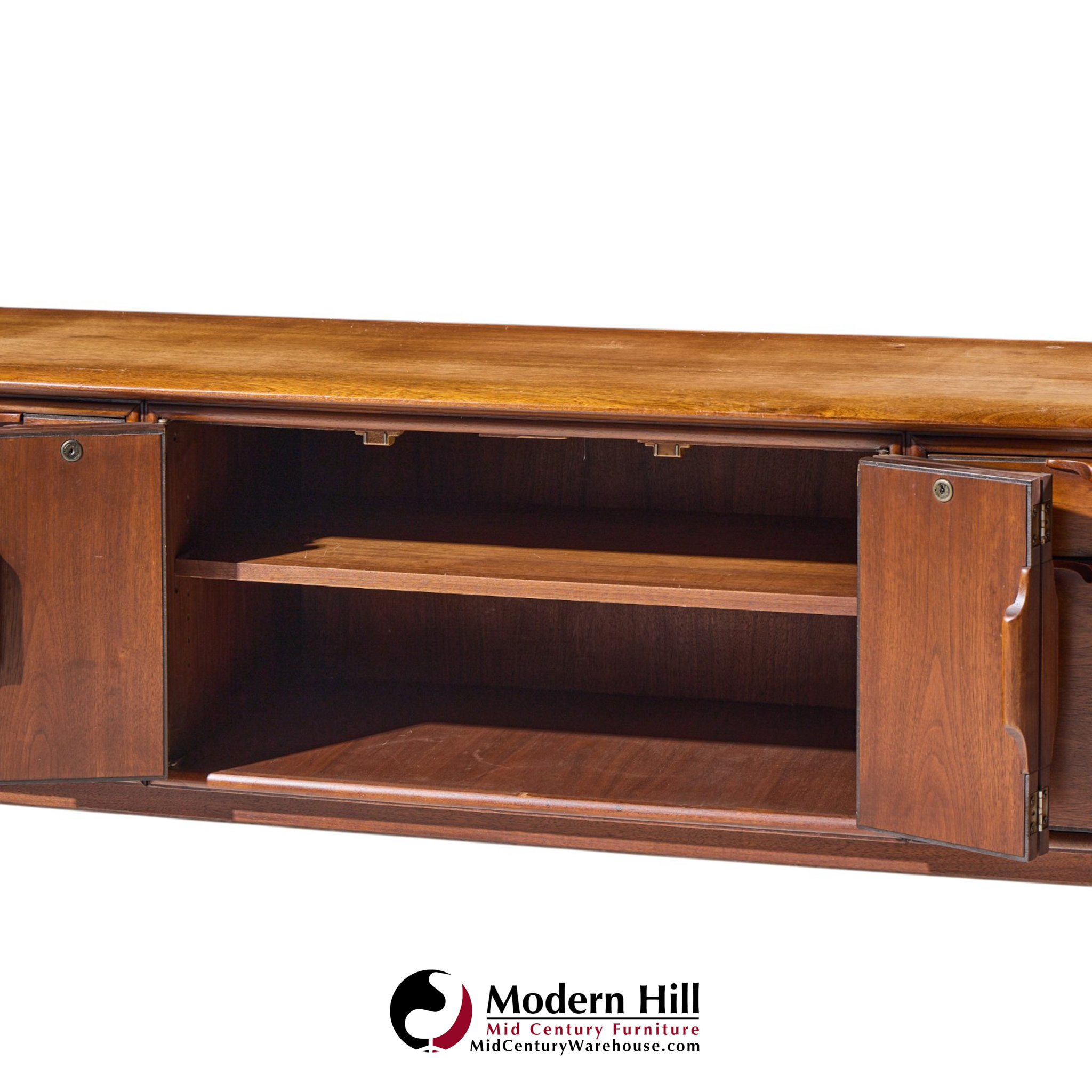alma castilian mid century walnut credenza