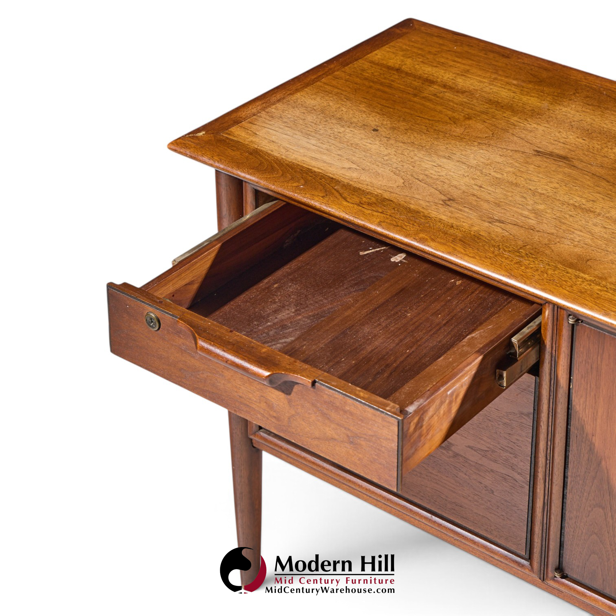 alma castilian mid century walnut credenza