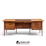 alma castilian mid century walnut and leather executive desk
