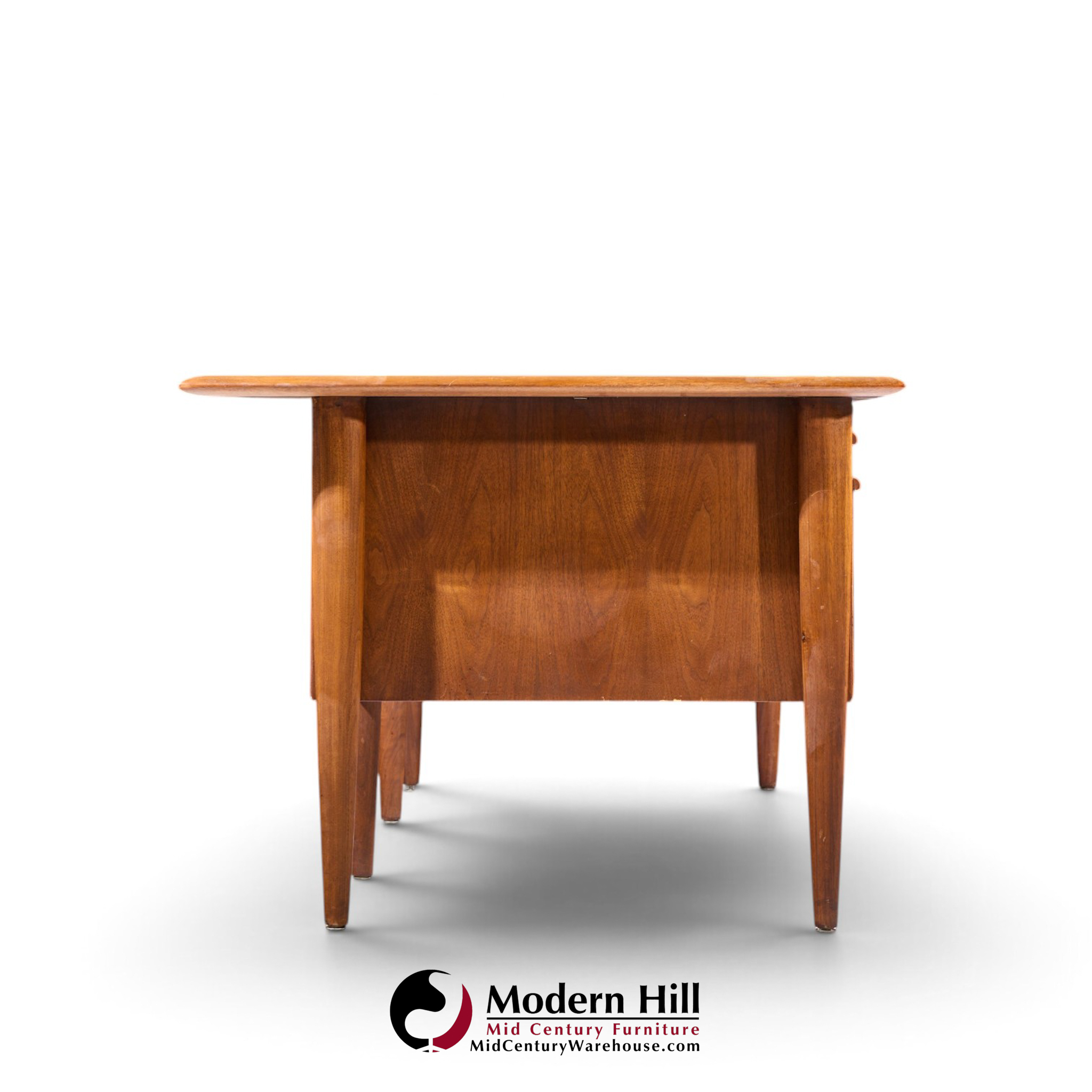 alma castilian mid century walnut and leather executive desk