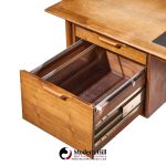 alma castilian mid century walnut and leather executive desk