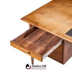 alma castilian mid century walnut and leather executive desk