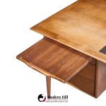 alma castilian mid century walnut and leather executive desk
