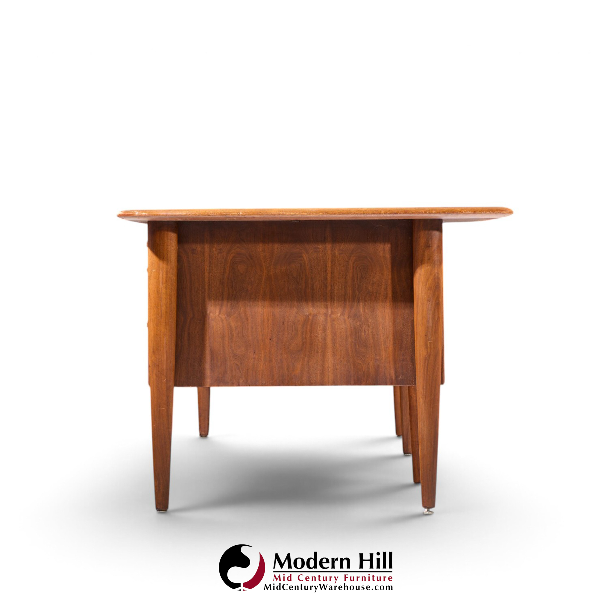 alma castilian mid century walnut and leather executive desk