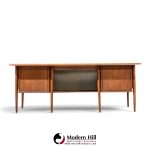 alma castilian mid century walnut and leather executive desk