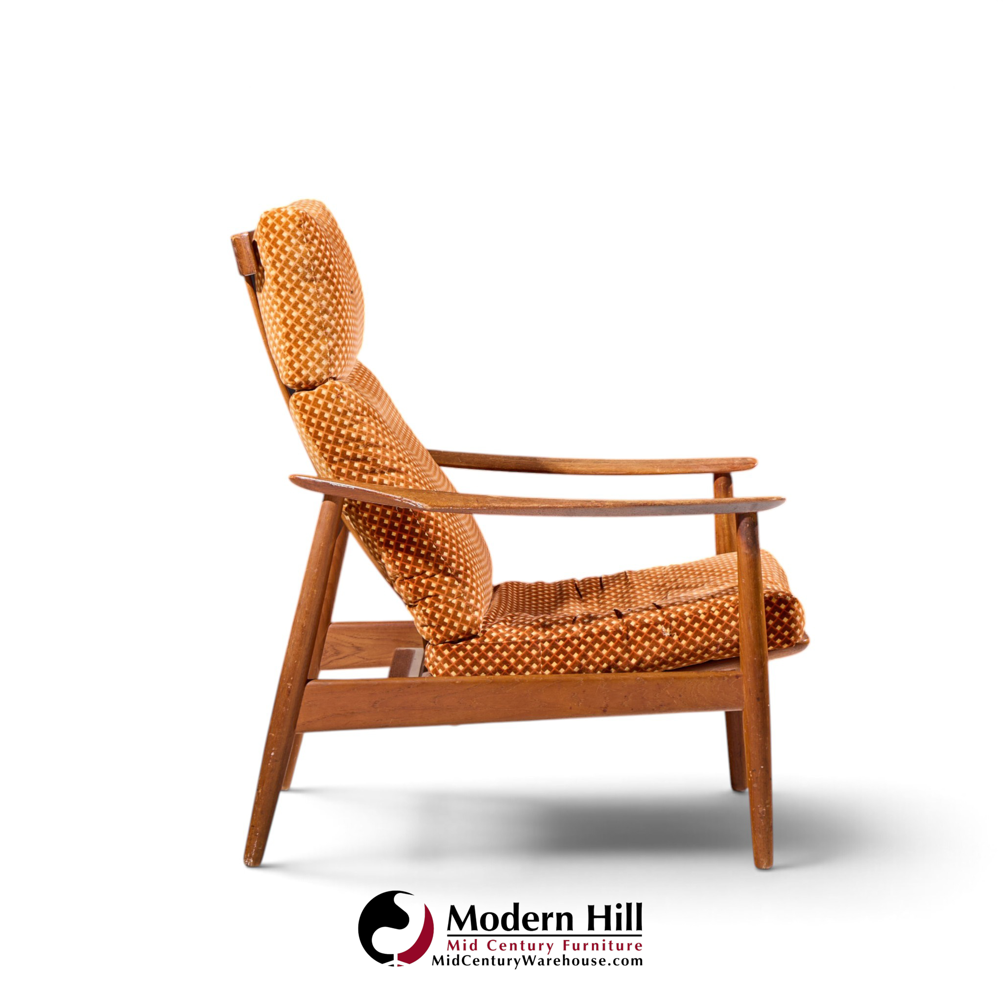 arne vodder for france & daverkosen fd 164 mid century danish teak reclining lounge chair