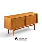 bernhard pedersen mid century danish teak tambour door credenza and hutch