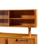 bernhard pedersen mid century danish teak tambour door credenza and hutch
