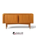 bernhard pedersen mid century danish teak tambour door credenza and hutch
