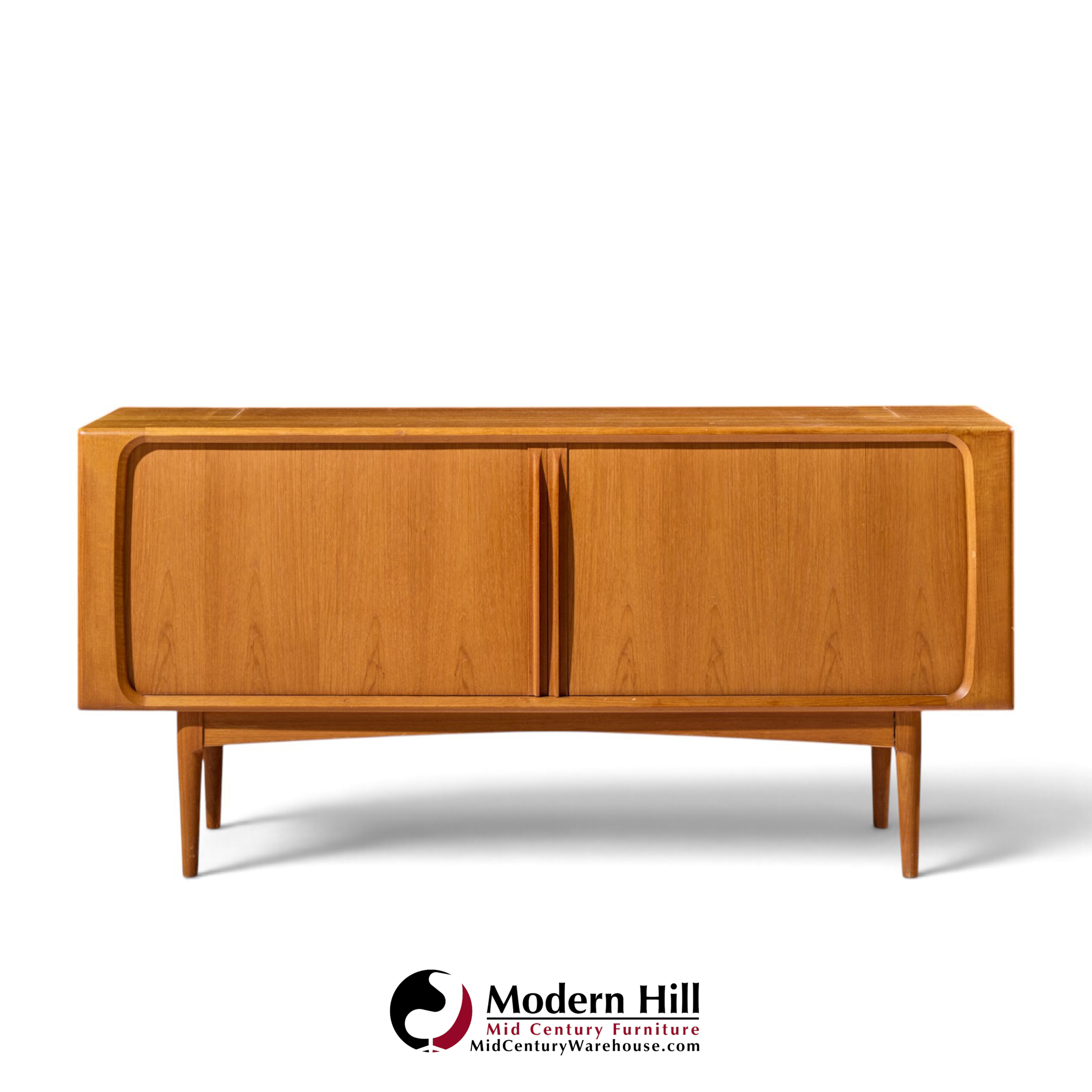 bernhard pedersen mid century danish teak tambour door credenza and hutch