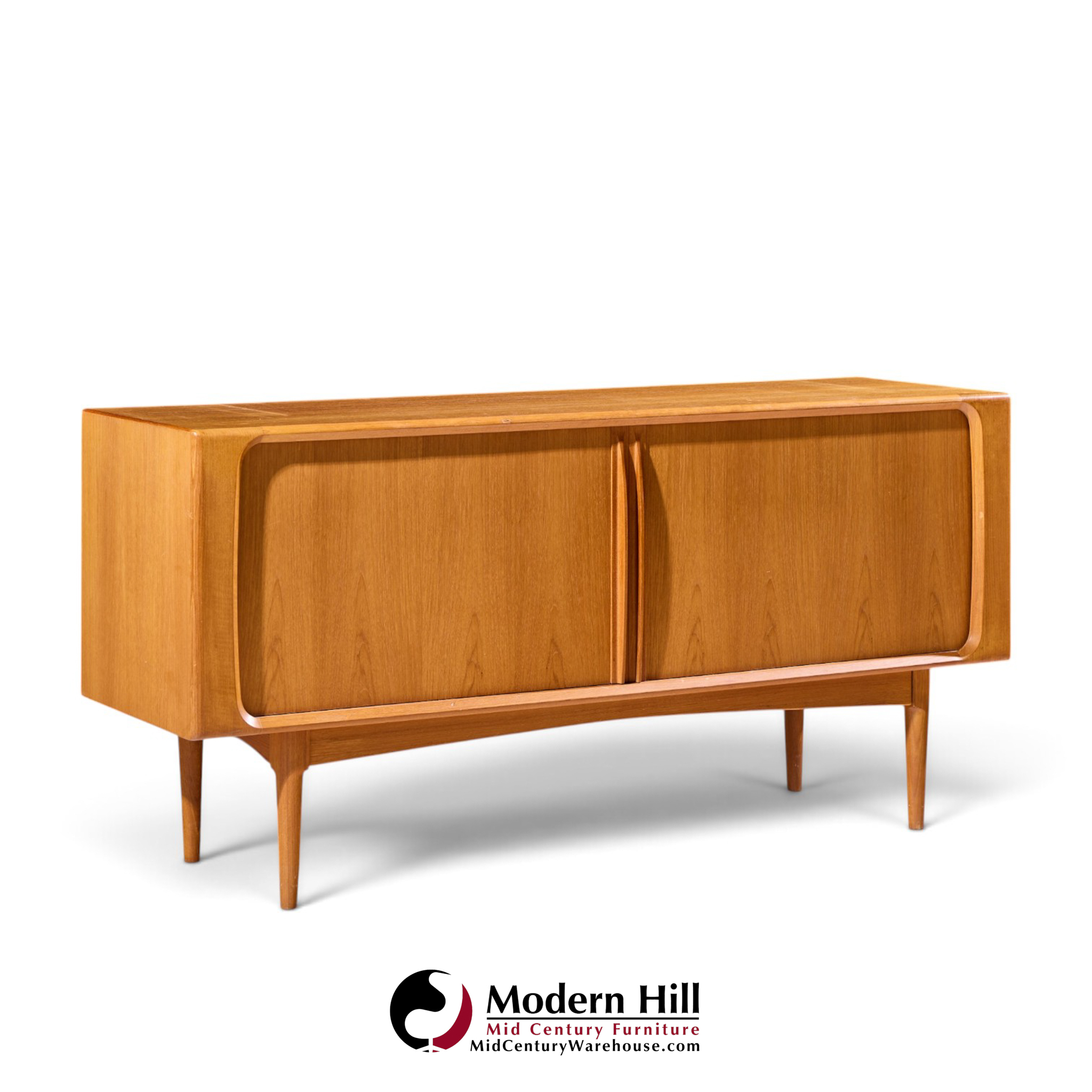 bernhard pedersen mid century danish teak tambour door credenza and hutch