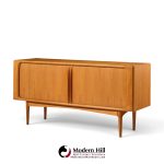 bernhard pedersen mid century danish teak tambour door credenza and hutch
