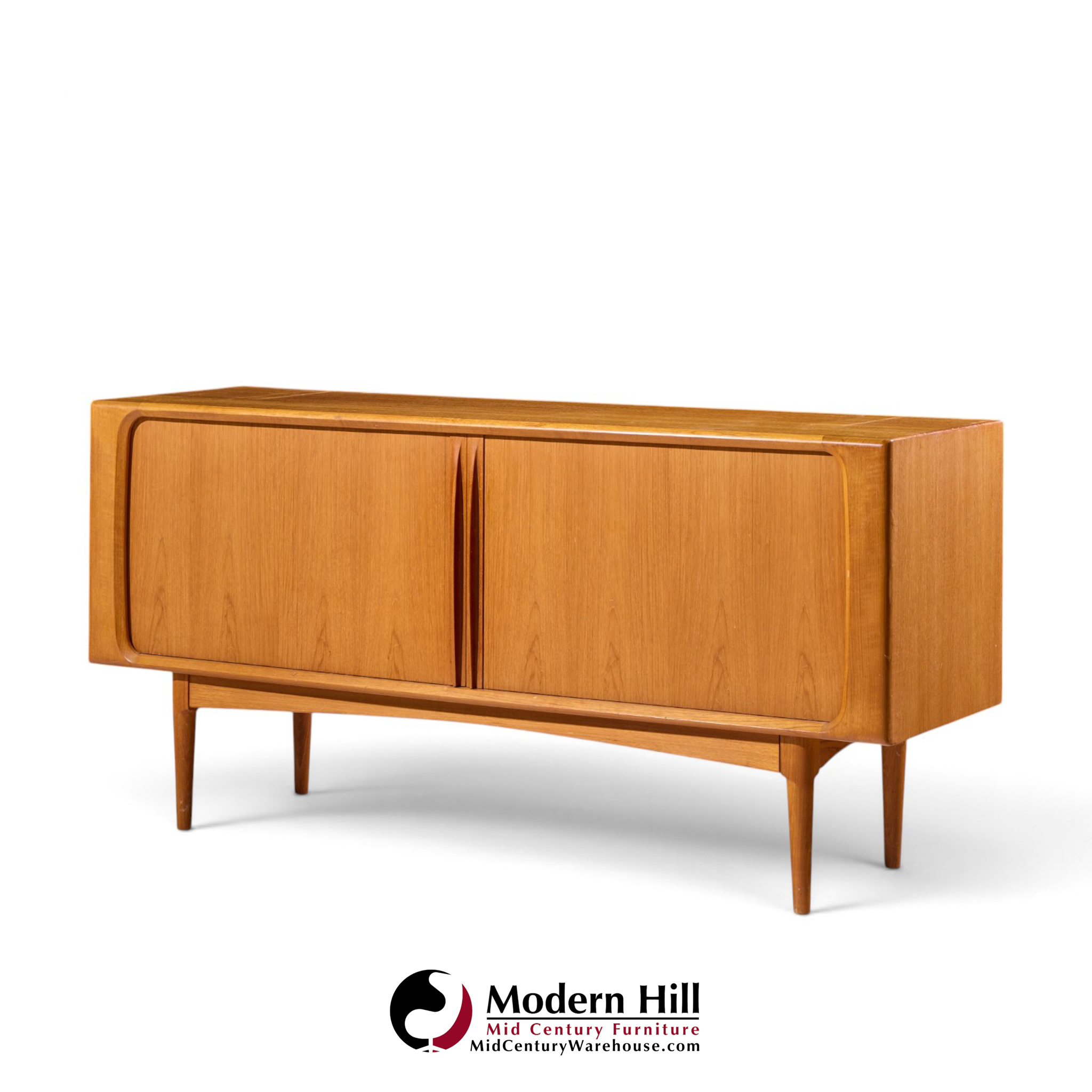 bernhard pedersen mid century danish teak tambour door credenza and hutch