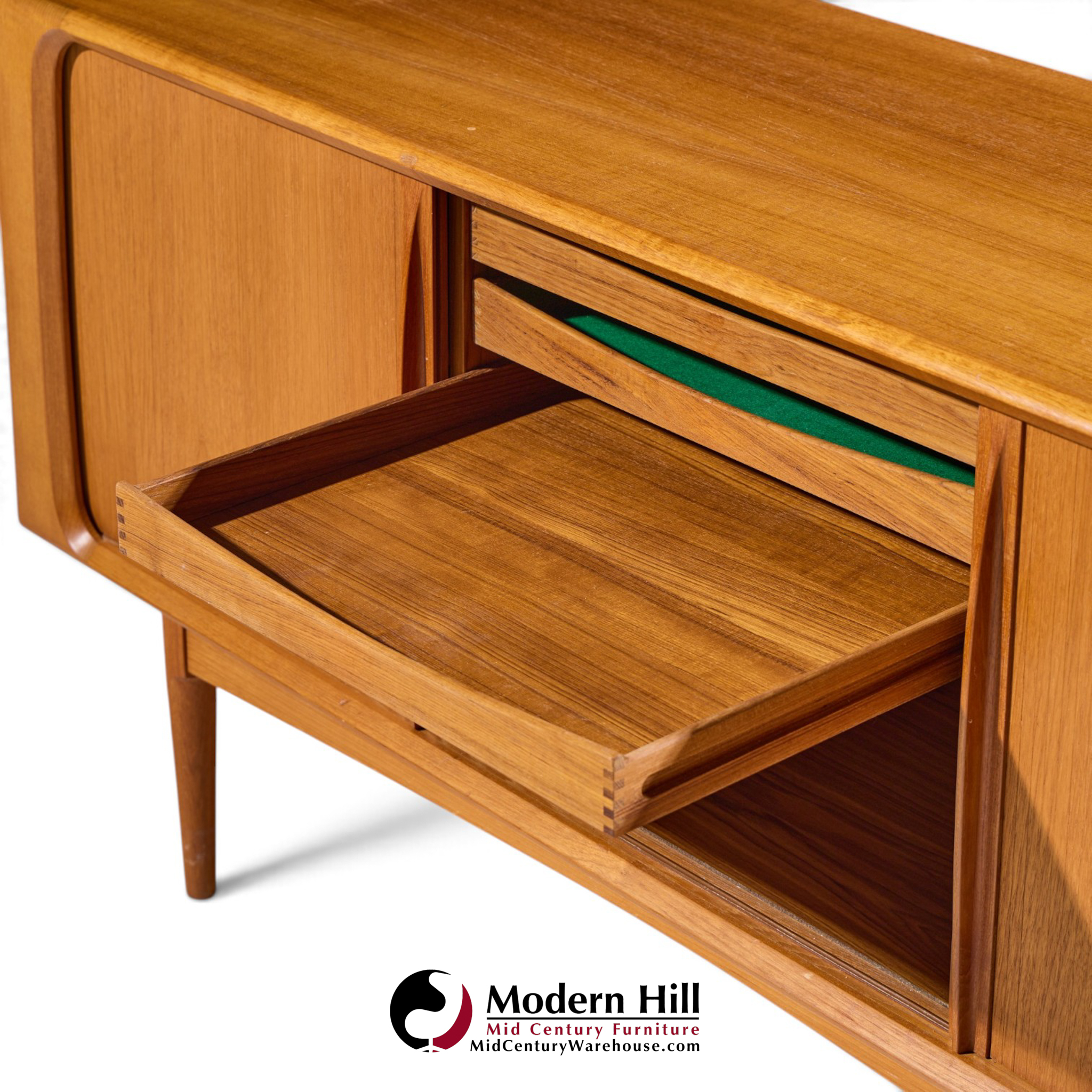 bernhard pedersen mid century danish teak tambour door credenza and hutch