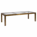 bernhard rohne for mastercraft mid century lacquered etched brass panel expanding dining table with 1 leaf
