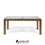 bernhard rohne for mastercraft mid century lacquered etched brass panel expanding dining table with 1 leaf