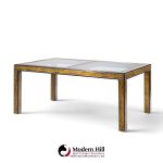 bernhard rohne for mastercraft mid century lacquered etched brass panel expanding dining table with 1 leaf