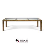bernhard rohne for mastercraft mid century lacquered etched brass panel expanding dining table with 1 leaf