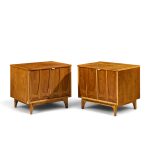 broyhill brasilia mid century walnut commode nightstands – pair