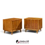 broyhill brasilia mid century walnut commode nightstands – pair