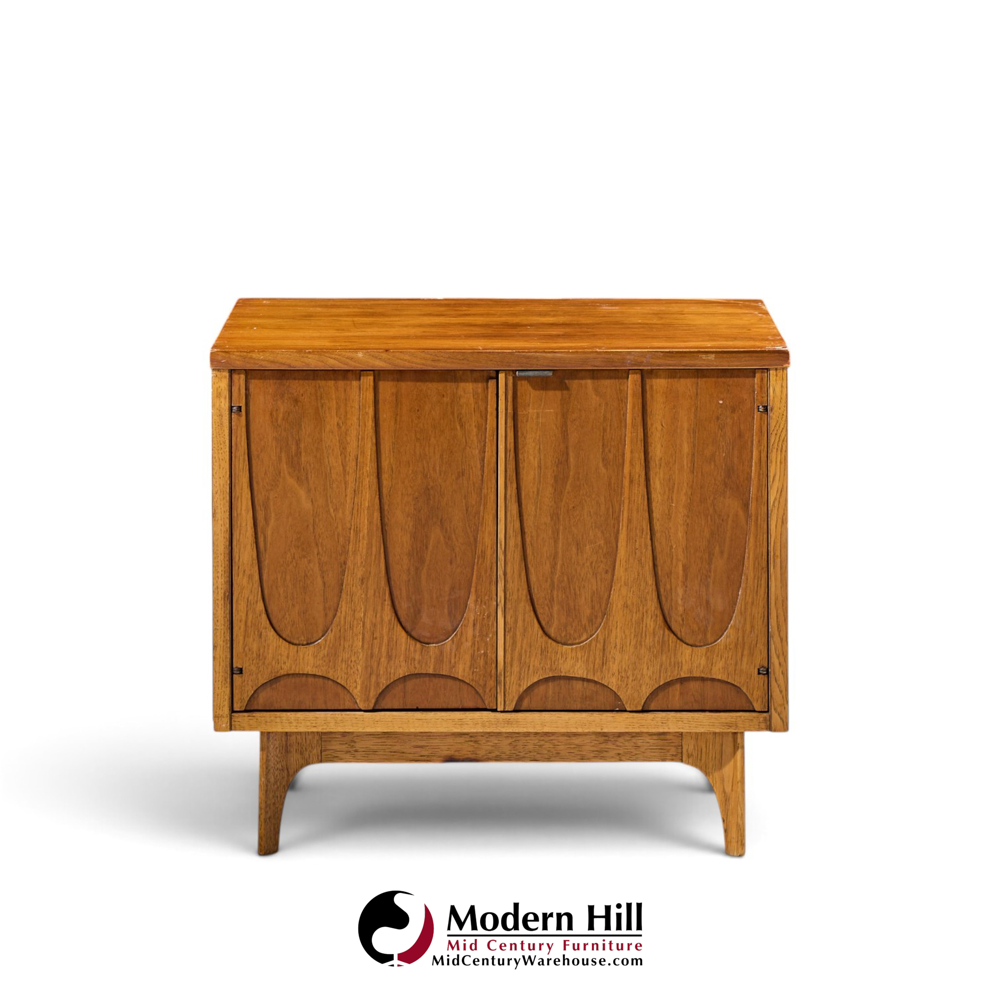 broyhill brasilia mid century walnut commode nightstands – pair