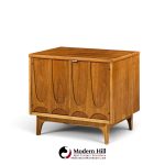 broyhill brasilia mid century walnut commode nightstands – pair