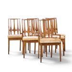 broyhill brasilia mid century walnut dining chairs - set of 6