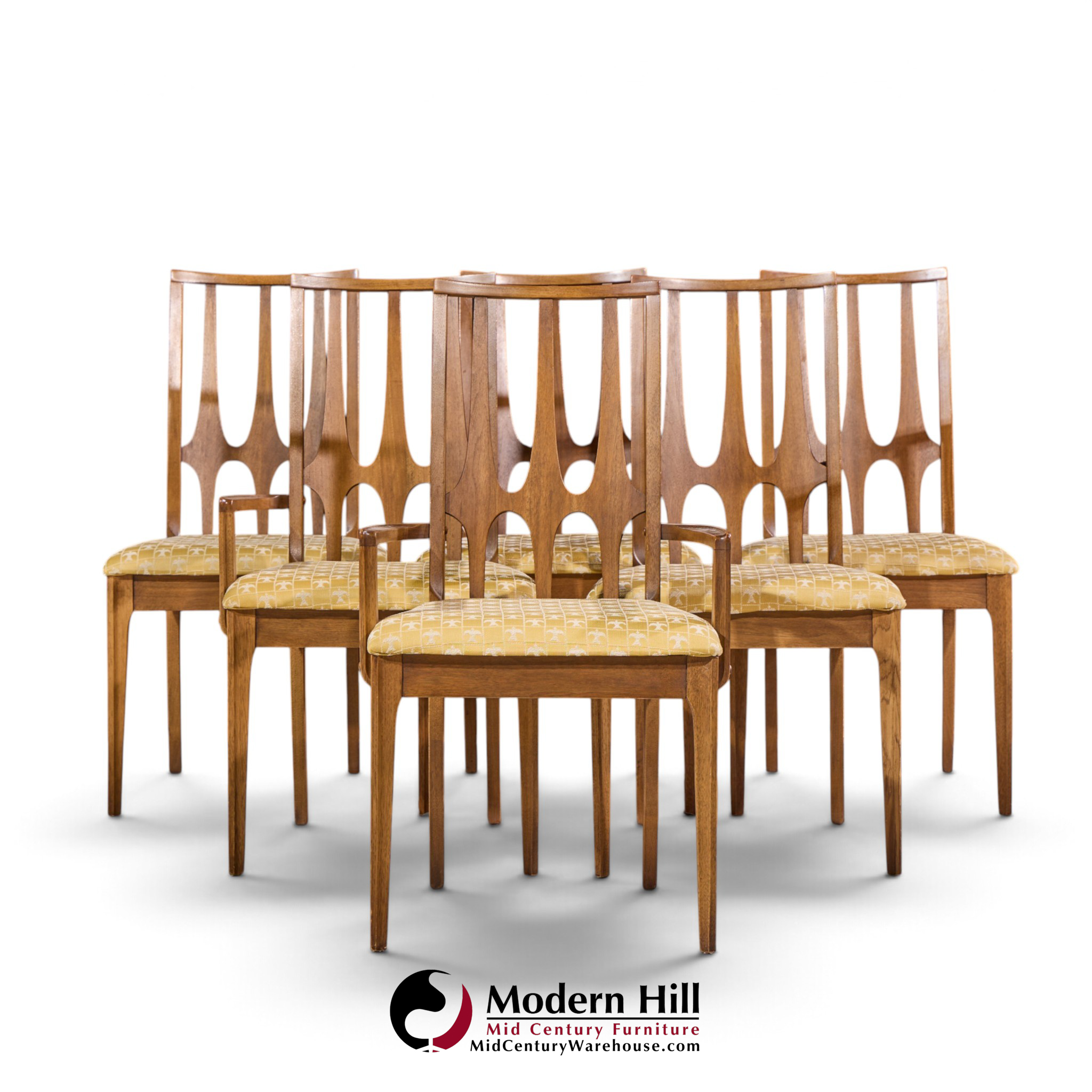 broyhill brasilia mid century walnut dining chairs - set of 6