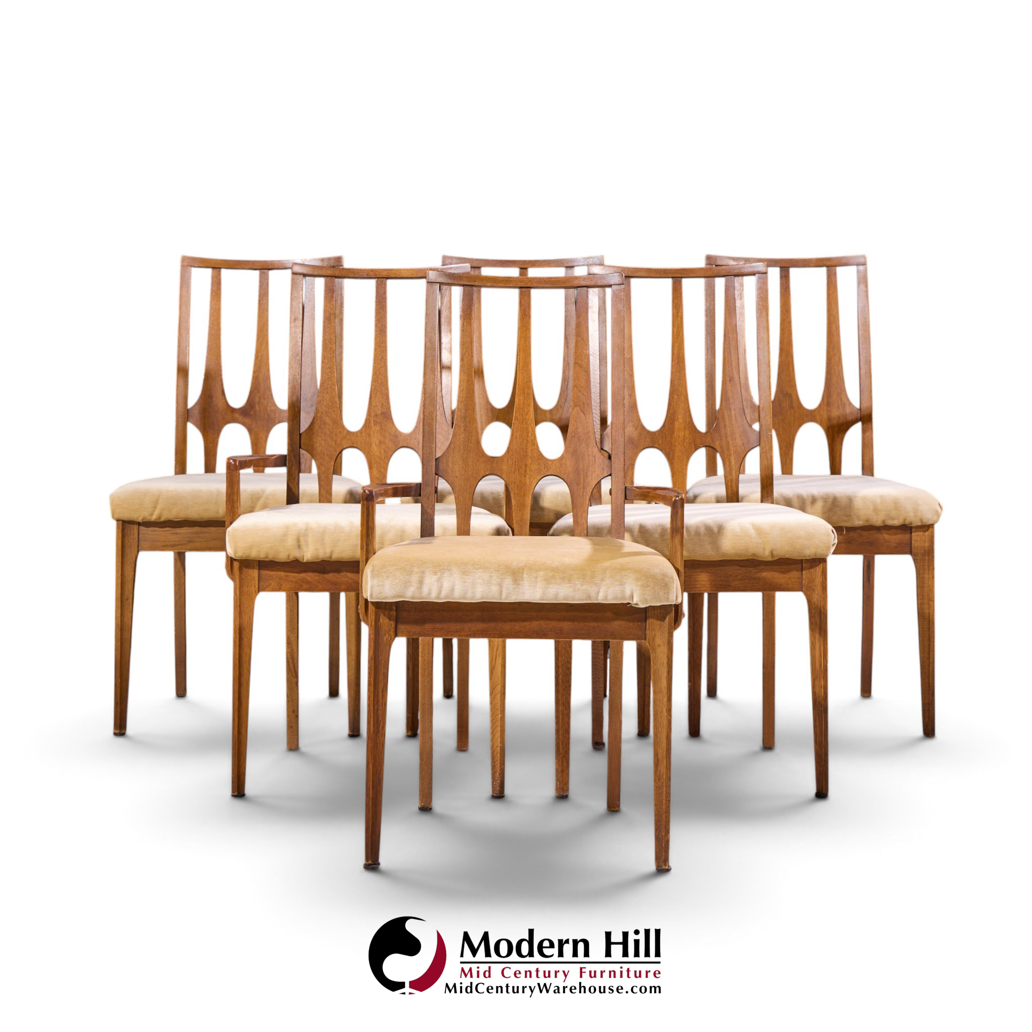 broyhill brasilia mid century walnut dining chairs - set of 6