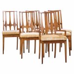 broyhill brasilia mid century walnut dining chairs - set of 6
