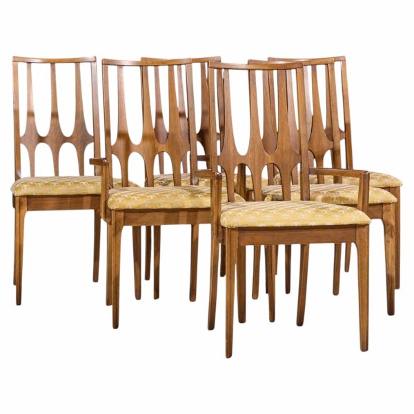 broyhill brasilia mid century walnut dining chairs - set of 6
