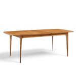 broyhill brasilia mid century walnut expanding dining table with 1 leaf