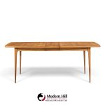 broyhill brasilia mid century walnut expanding dining table with 1 leaf