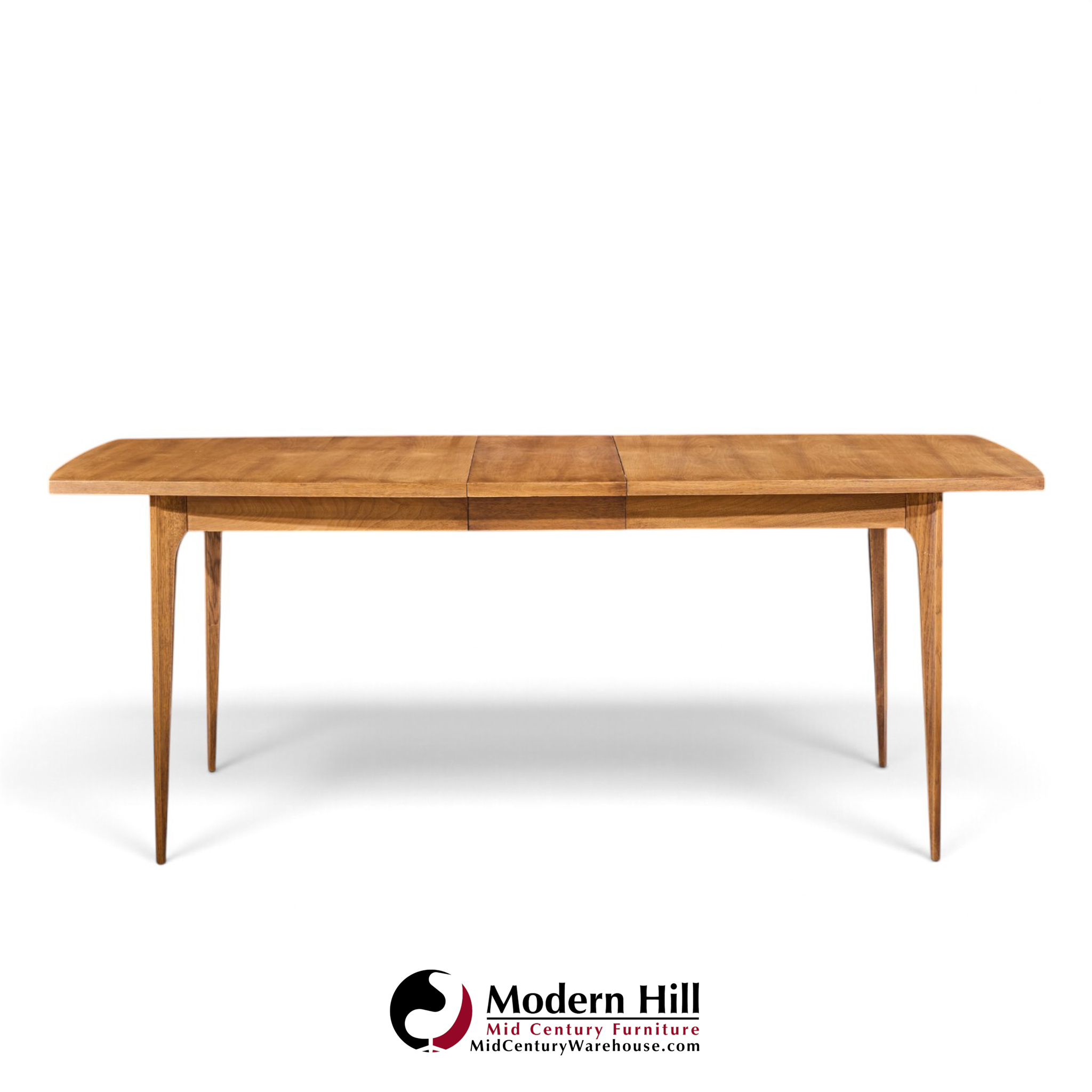 broyhill brasilia mid century walnut expanding dining table with 1 leaf