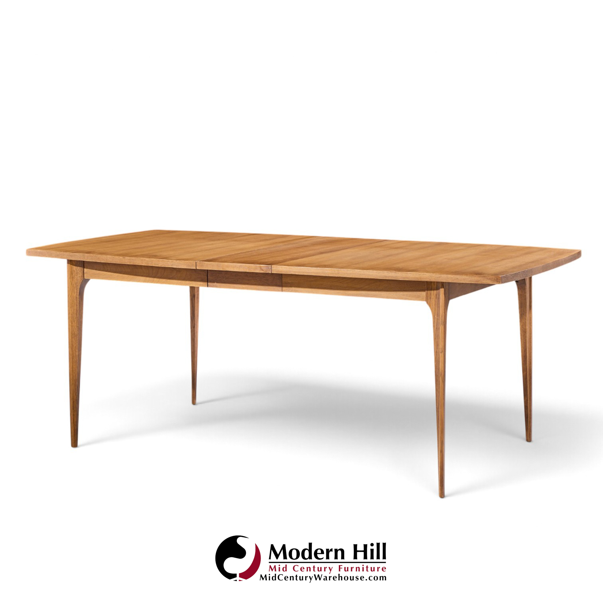 broyhill brasilia mid century walnut expanding dining table with 1 leaf