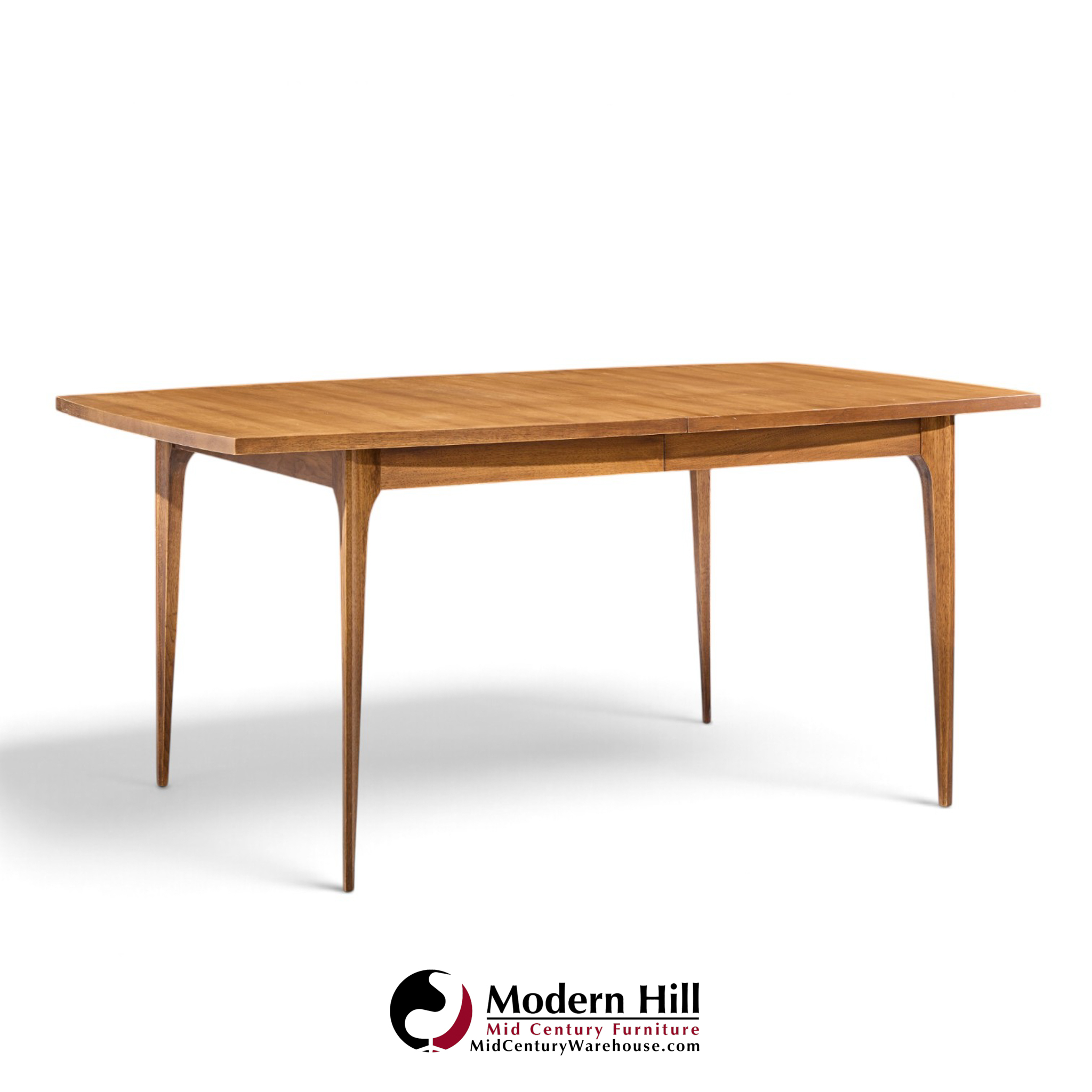broyhill brasilia mid century walnut expanding dining table with 1 leaf