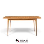 broyhill brasilia mid century walnut expanding dining table with 1 leaf