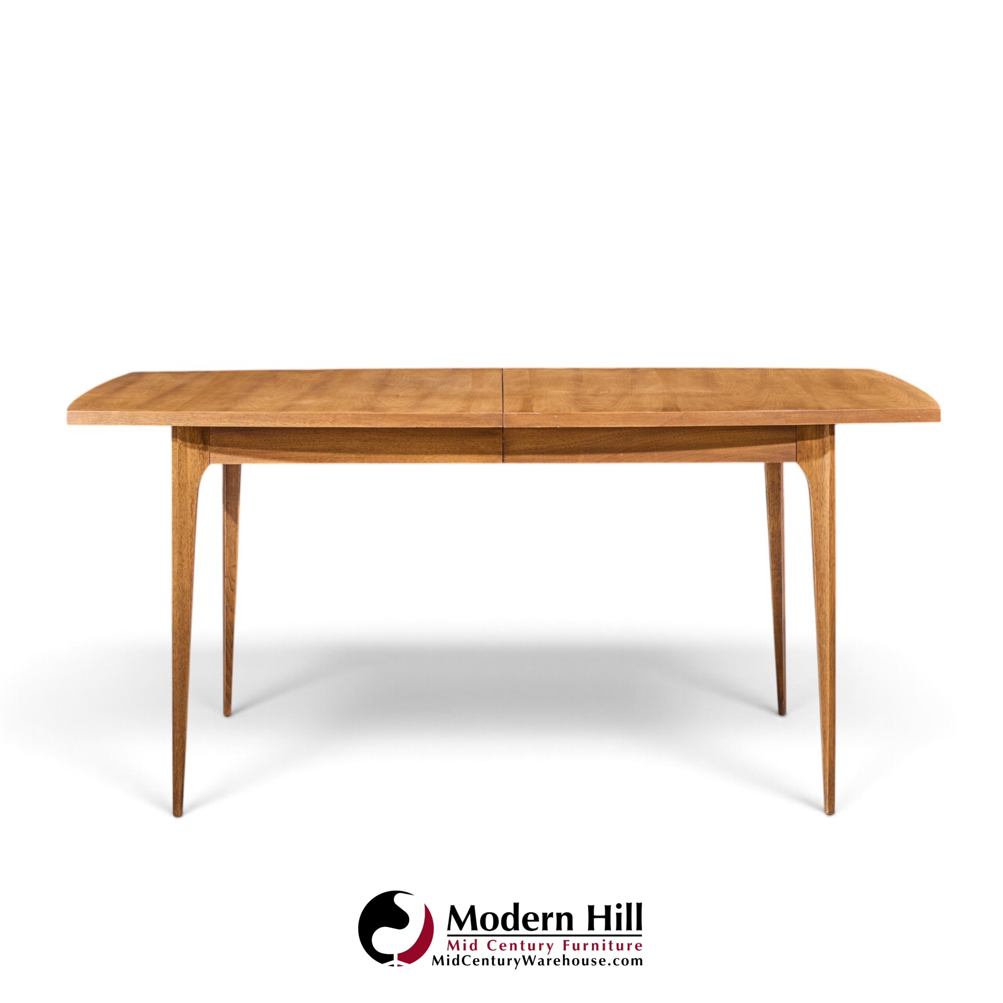 broyhill brasilia mid century walnut expanding dining table with 1 leaf