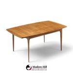 broyhill brasilia mid century walnut expanding dining table with 1 leaf