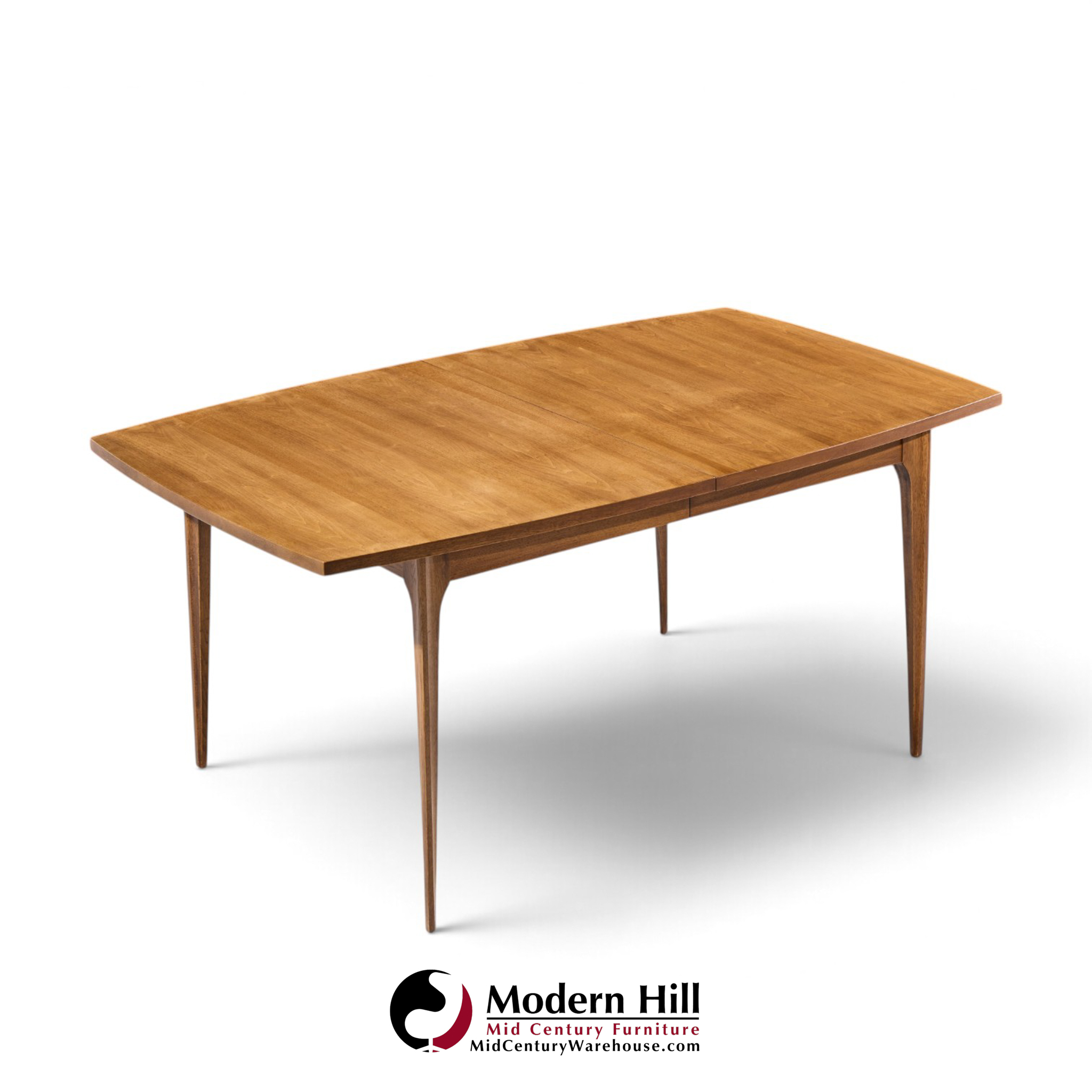 broyhill brasilia mid century walnut expanding dining table with 1 leaf