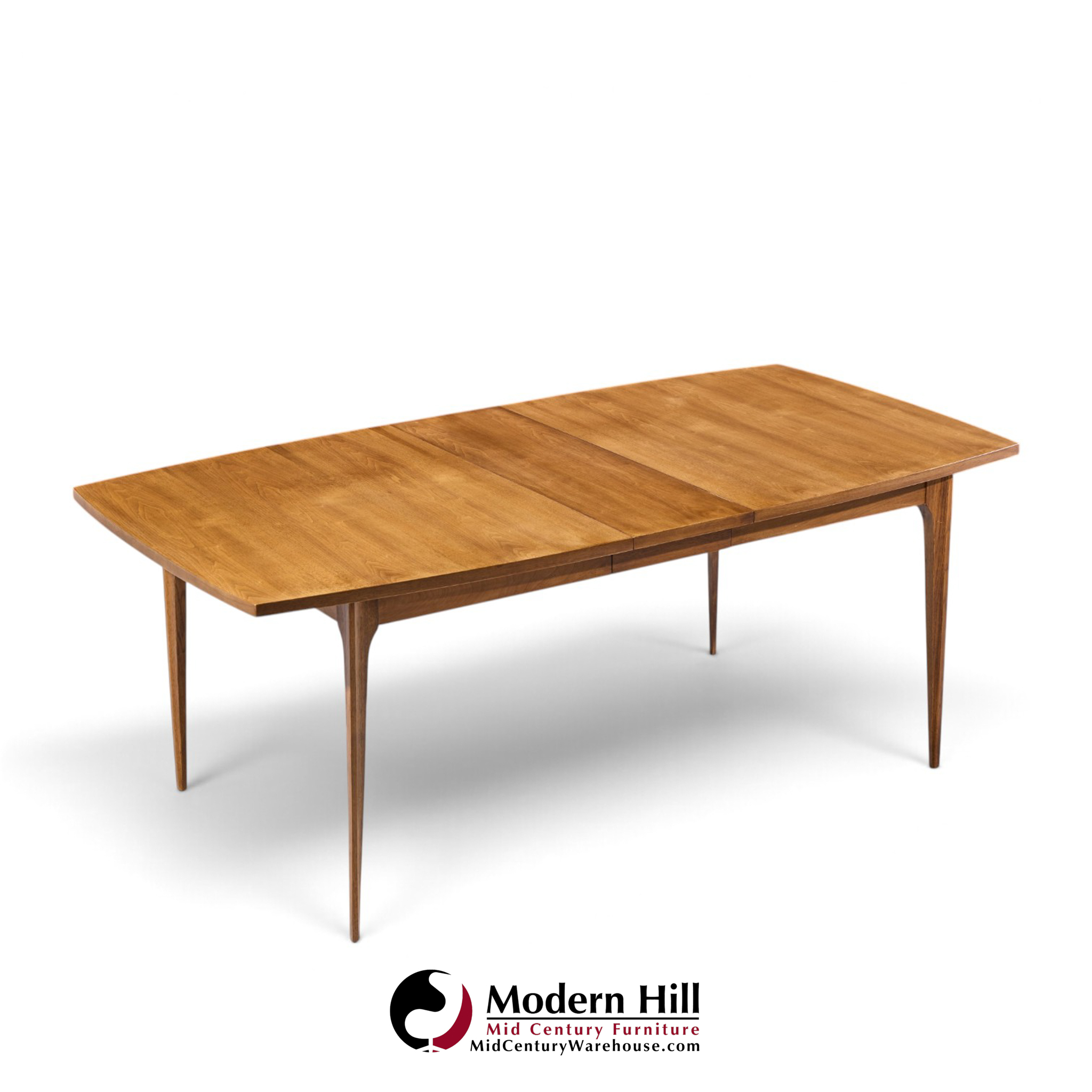 broyhill brasilia mid century walnut expanding dining table with 1 leaf